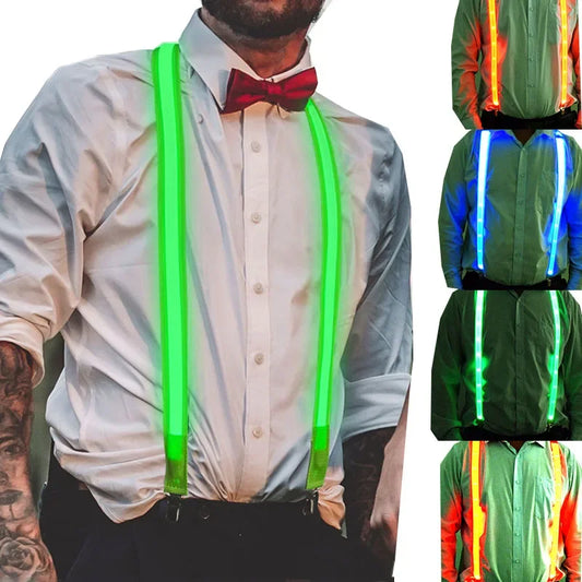 Pajarita y Tirantes LED Luminosos – Accesorios Brillantes para Fiestas, Bodas, Festivales y Cumpleaños
