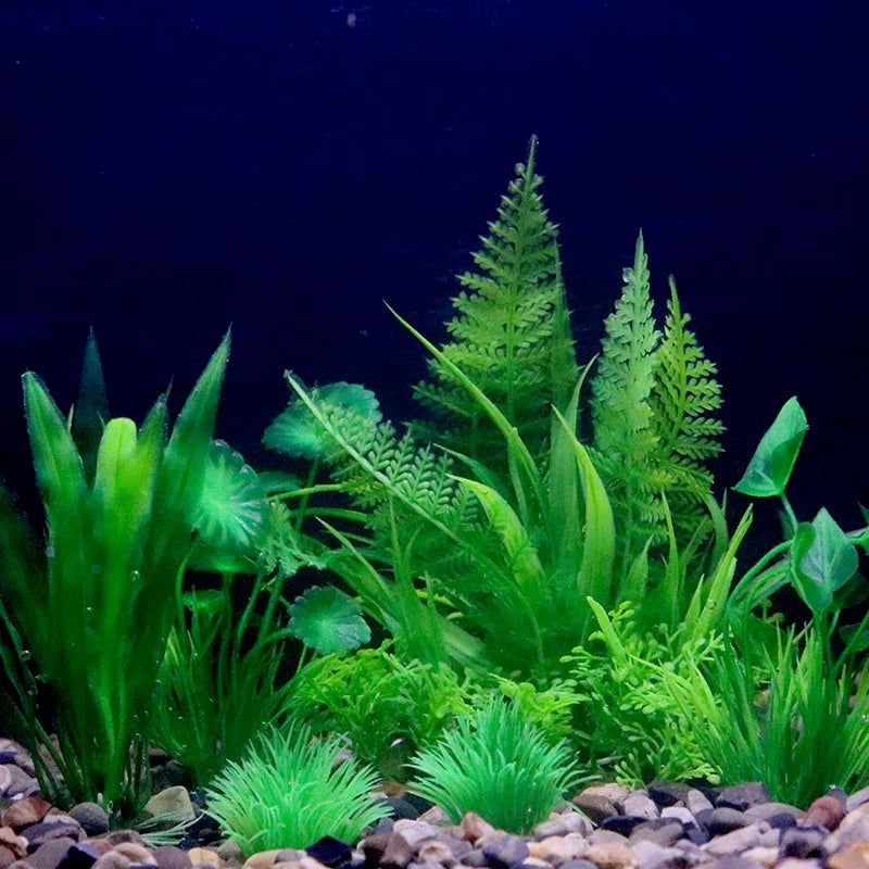 Artificial Underwater Aquarium Plants – Plastic Aquatic Fake Shrubs & Green Water Grass for Fish Tank Landscaping, Realistic Simulated Decor