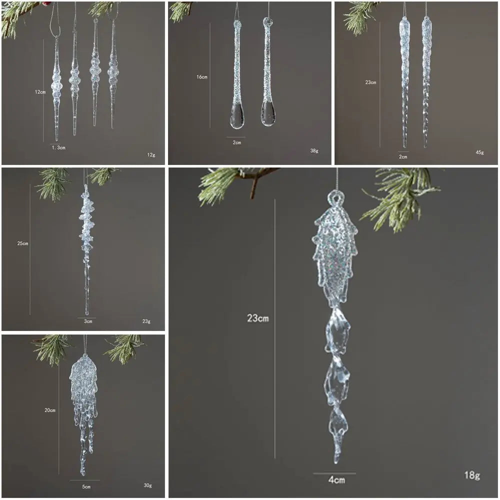 Crystal Clear Acrylic Christmas Tree Ornaments – Glitter Hanging Pendants for Holiday Parties, Xmas Tree & Festive Home Decor