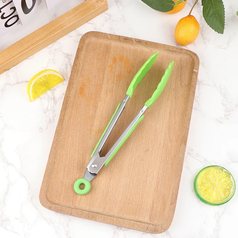 Silicone BBQ Grilling Tongs – Non-Stick Stainless Steel Kitchen Cooking, Salad & Serving Tongs