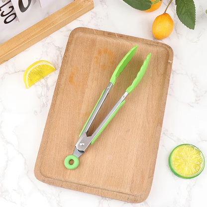 Silicone BBQ Grilling Tongs – Non-Stick Stainless Steel Kitchen Cooking, Salad & Serving Tongs