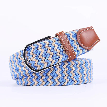 Ceinture élastique tressée unisexe en toile tissée, à boucle ardillon, pour jeans (107/120/130cm)