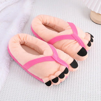 Winter Cotton Slippers for Men and Women, Funny Couple House Slides, Soft Warm Plush Indoor Slippers for Home, Cozy Oversized Feet Slippers for Cold Weather