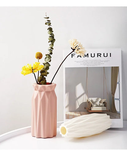 Nordic Modern Plastic Flower Vase – Minimalist Decorative Vase for Fresh Flowers & Home Décor
