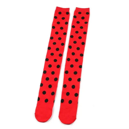 Thigh High Socks Women Over Knee Striped Polka Dot Stockings Black White Pink Lolita Cosplay Harajuku Y2K Kawaii
