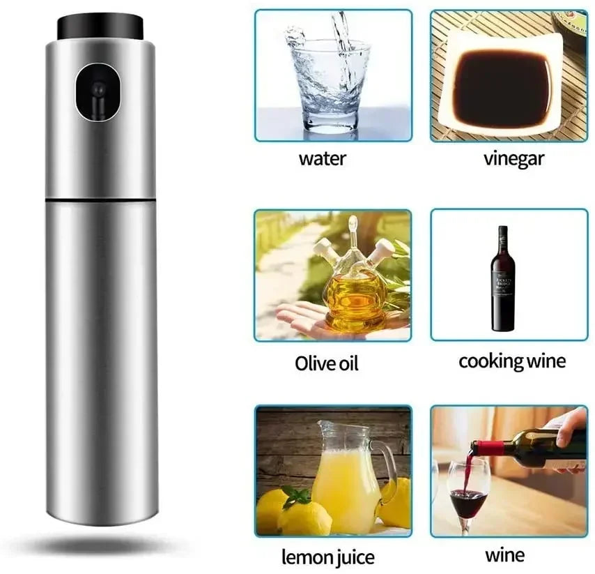 100ML 304 Stainless Steel Oil Sprayer – BBQ Olive Oil & Vinegar Spray Bottle for Kitchen Cooking and Grilling