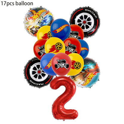 Happy Wheels Racing Party Tableware Set – Racing-Themed Paper Cups, Plates & Banner Decorations with Party Favors for Boys' Birthdays
