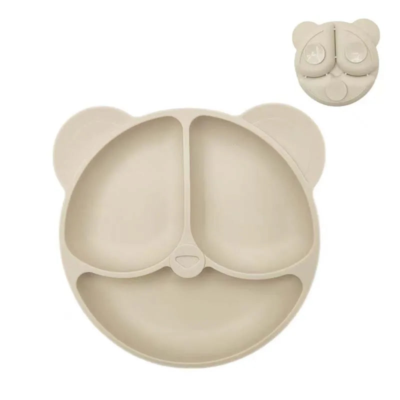 Assiette à ventouse en silicone pour bébé – Assiette repas sourire pour tout-petits avec compartiments, vaisselle pour enfants sans BPA