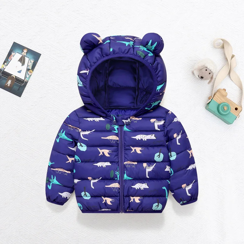 Kids’ Cartoon Hooded Winter Coat – Warm Cotton-Padded Jacket for Baby Boys & Girls, Toddler Outerwear for Ages 0–5 Years