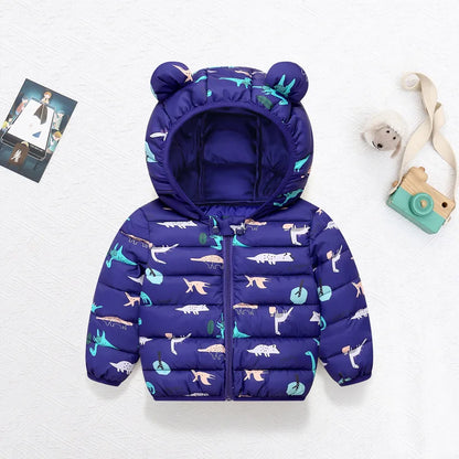 Kids’ Cartoon Hooded Winter Coat – Warm Cotton-Padded Jacket for Baby Boys & Girls, Toddler Outerwear for Ages 0–5 Years
