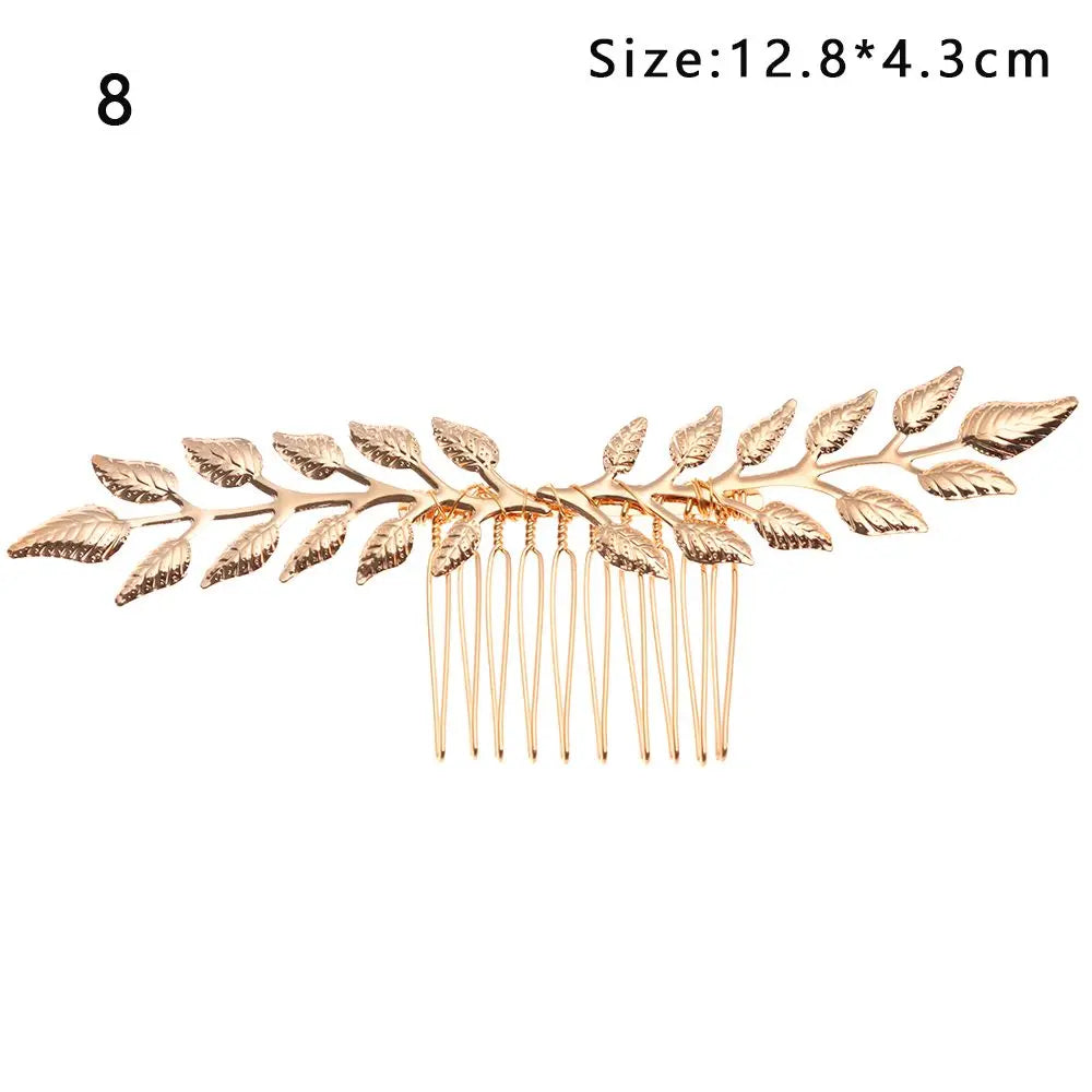 Luxury Floral Bridal Hair Comb with Gold Leaves – Crystal Wedding Hair Accessory for Brides & Prom