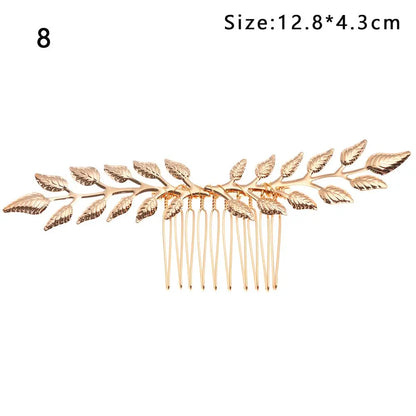 Luxury Floral Bridal Hair Comb with Gold Leaves – Crystal Wedding Hair Accessory for Brides & Prom