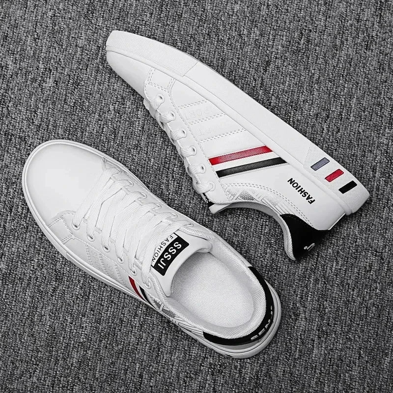 Baskets blanches d'été pour hommes – Chaussures décontractées vulcanisées, légères et respirantes, chaussures de marche plates et chaussures de tennis tendance