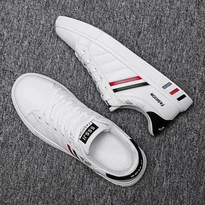 Baskets blanches d'été pour hommes – Chaussures décontractées vulcanisées, légères et respirantes, chaussures de marche plates et chaussures de tennis tendance