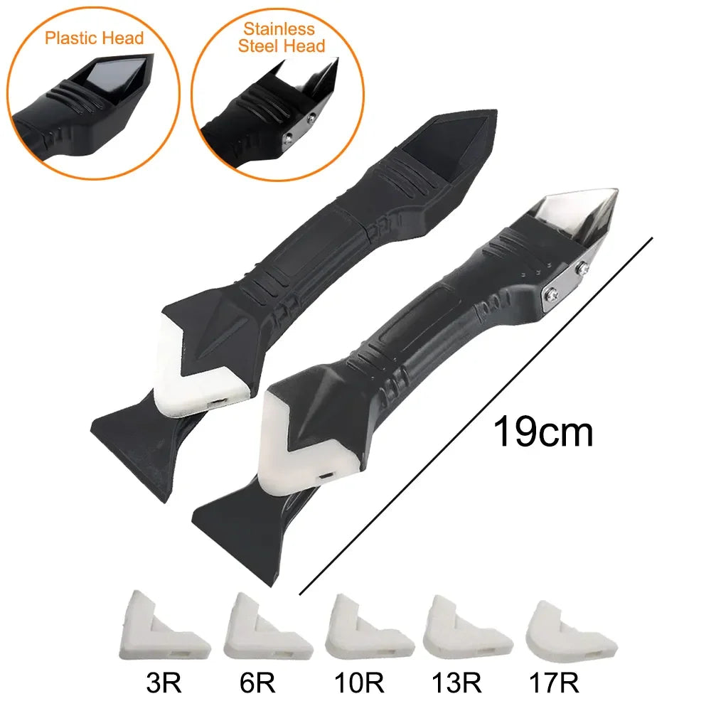5-in-1 Silicone Caulking Tool Kit – Sealant Remover, Smoothing Spatula & Window Squeegee for Grout & Silicone