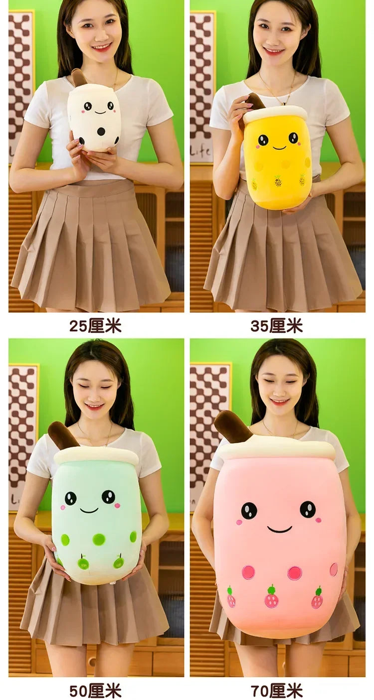 Giant Bubble Tea Plush Pillow – 22–70cm Squishy Milk Tea Boba Stuffed Toy Fruit Drink Bottle Decor Gift