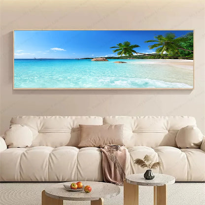 3D Landscape Canvas Wall Art – Mountain Lake Forest Scenery Painting Poster for Living Room, Bedroom & Home Decor