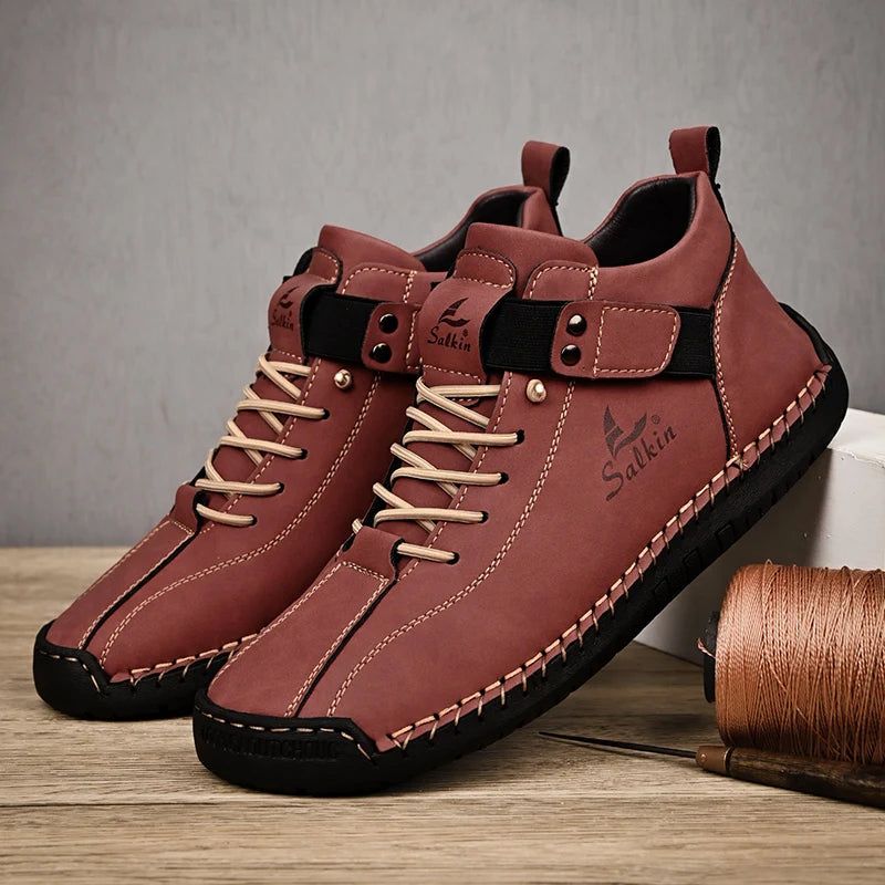 Zapatillas Casual de Cuero Hechas a Mano para Hombre – Zapatos Transpirables de Cuero Genuino, Botines de Exterior para Uso Diario