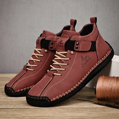 Zapatillas Casual de Cuero Hechas a Mano para Hombre – Zapatos Transpirables de Cuero Genuino, Botines de Exterior para Uso Diario