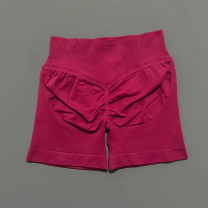 HISTELLO Pantalones cortos de yoga sin costuras de 4.5" para mujer – Pantalones cortos deportivos de talle bajo con efecto fruncido para gimnasio, fitness, correr y ropa deportiva