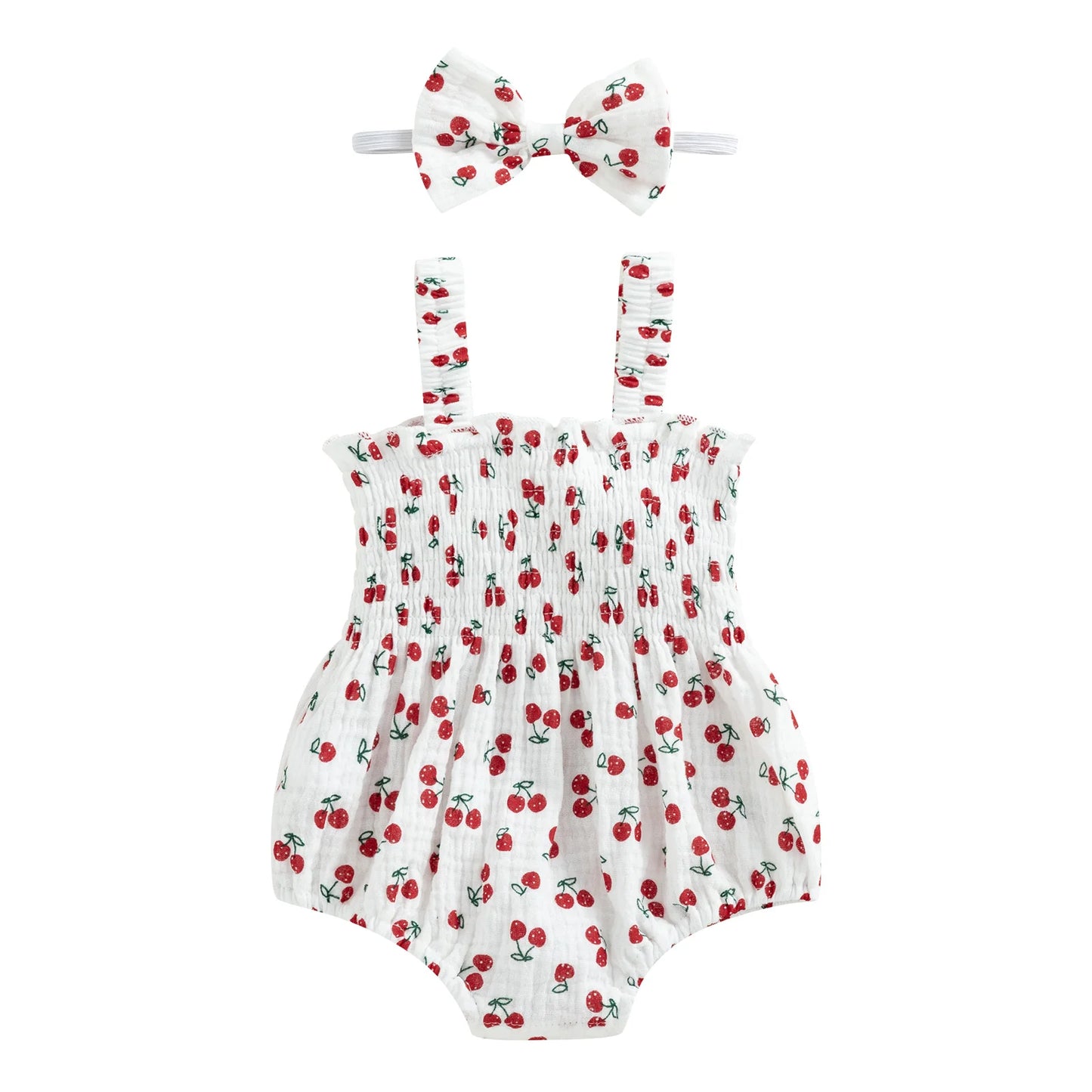 Pudcoco Conjunto de verano de 2 piezas para bebé niña, pelele estampado sin mangas con diadema, 0-18 meses