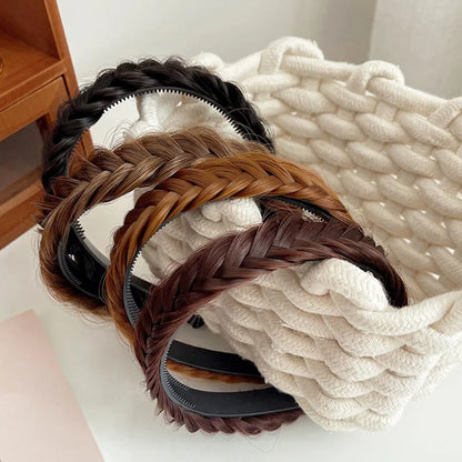Diadema Bohemio Trenzado Sintético para Mujer Banda de Pelo Elástica para Fiestas y Cosplay