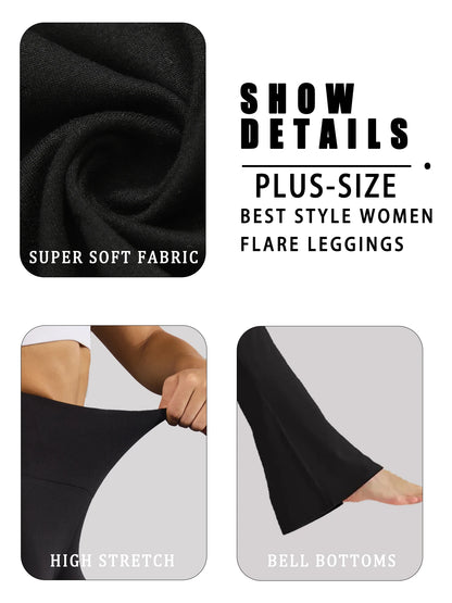Plus Size Women's High-Rise Flared Leggings – Comfortable Yoga & Workout Pants with Supportive High Waist and Stylish Bell-Bottom Design