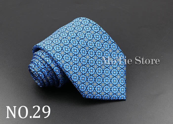 Men's 7.5cm Soft Silk Necktie – Floral & Dot Pattern Tie for Weddings, Business, Parties & Formal Wear