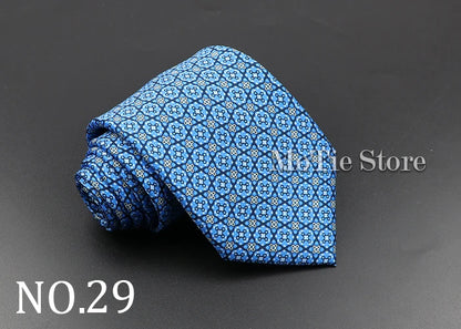 Men's 7.5cm Soft Silk Necktie – Floral & Dot Pattern Tie for Weddings, Business, Parties & Formal Wear