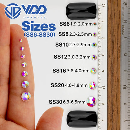VDD AAAAA Diamantes de Imitación de Cristal de Fondo Plano – Piedras de Cristal Brillantes Sin Fijación en Caliente para Decoración de Uñas, Manualidades y Proyectos de Bricolaje
