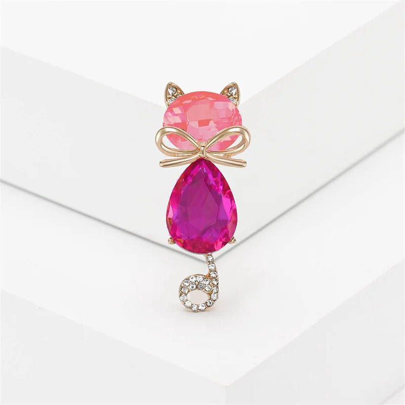 Rhinestone Cat Brooch Pin for Women & Men – Exquisite Cartoon Animal Fashion Jewelry for Party, Casual Clothing & Gift Accessories