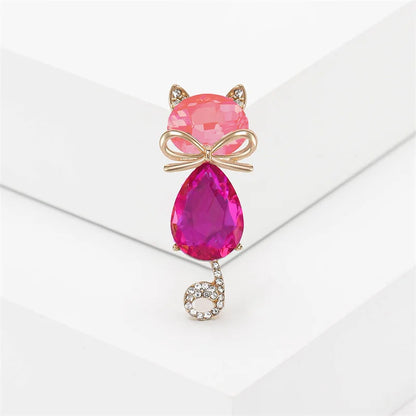 Rhinestone Cat Brooch Pin for Women & Men – Exquisite Cartoon Animal Fashion Jewelry for Party, Casual Clothing & Gift Accessories