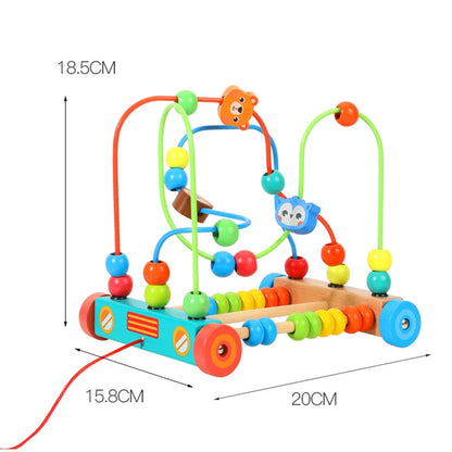 Jouet Montessori en bois de montagnes russes – Labyrinthe de perles pour bébé, boulier d'apprentissage des mathématiques pour les tout-petits de 1 à 3 ans, cadeau de développement éducatif précoce