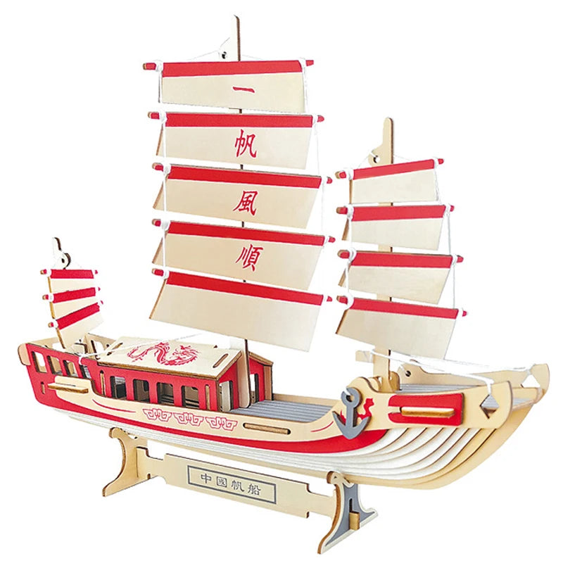 Maqueta 3D de Barco de Vela de Madera – Kit de Montaje de Barco de Madera DIY, Juguete Educativo de Construcción, Proyecto de Manualidades Creativo y Regalo de Fiesta para Niños
