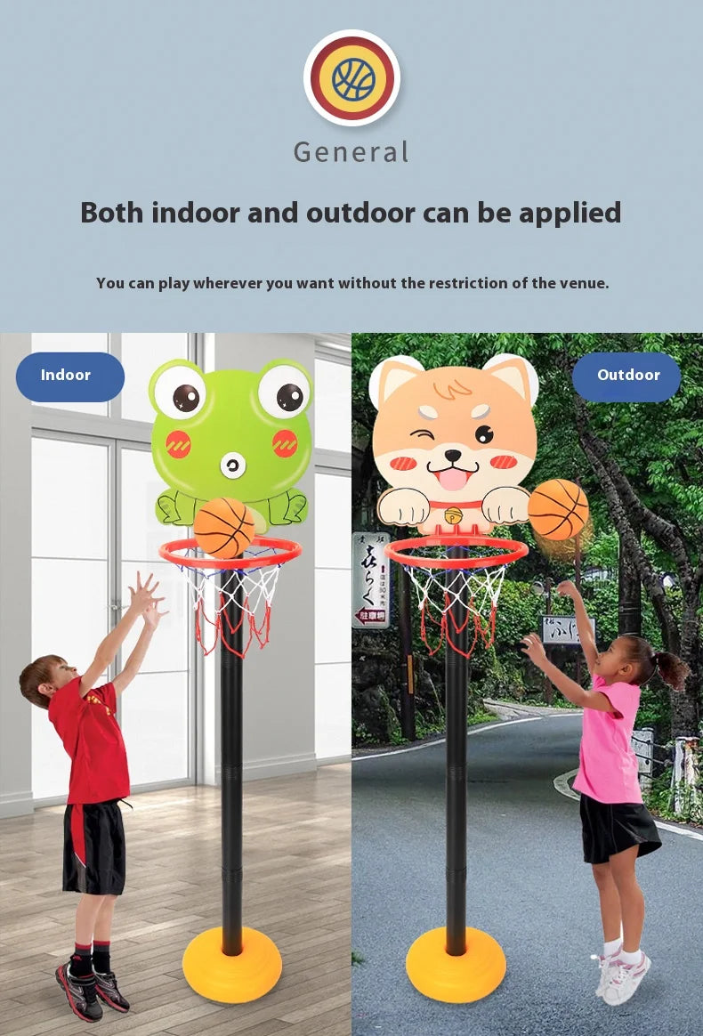 Children’s Version Vertical Adjustable Lifting Basketball Rack – Outdoor & Indoor Sports Cartoon Rebound Parent-Child Interactive Toy