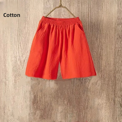 Women's Summer Cotton Harem Pants – Lightweight Loose High-Waist Cropped Trousers, Korean-Style Casual Plus Size Pants