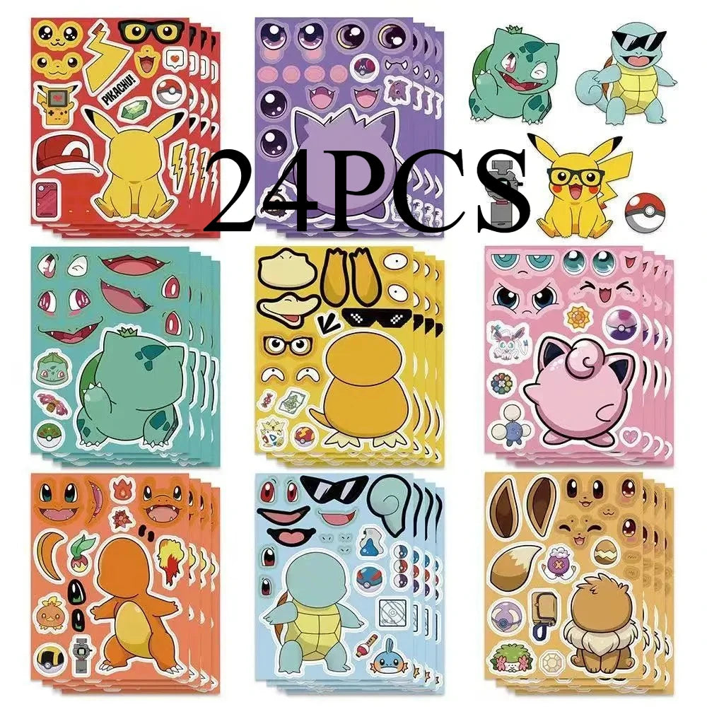 Pokémon Pikachu Anime Puzzle Stickers – 8/24 pièces DIY Jigsaw Cartoon Jouets pour enfants Fête et cadeaux