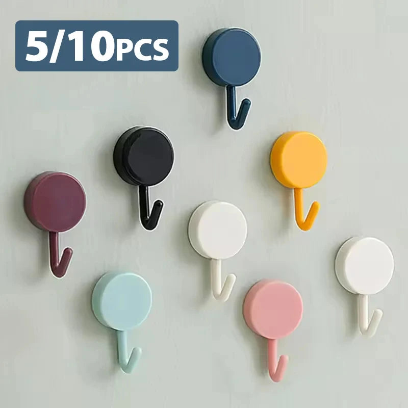 Ganchos de pared autoadhesivos de 5/10 piezas – Ganchos fuertes sin taladro para baño, cocina, puerta, almacenamiento de ropa y toallas