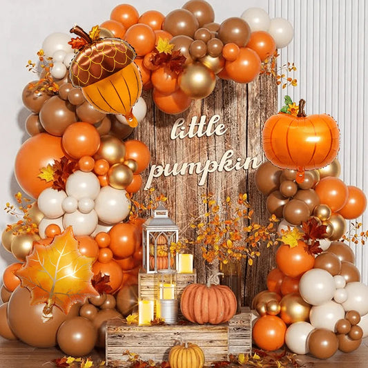 141PCS Autumn Thanksgiving Balloon Arch Set – Balloon Wreath Garland Decorations for Harvest Festival, Thanksgiving & Birthday Parties