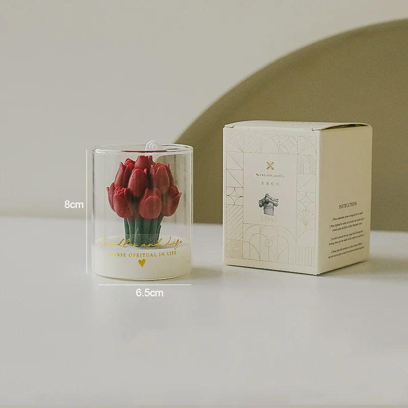 Handmade Tulip Bouquet Candle – Scented Soy Wax Aromatherapy Candle for Weddings, Birthdays, Parties & Home Decoration