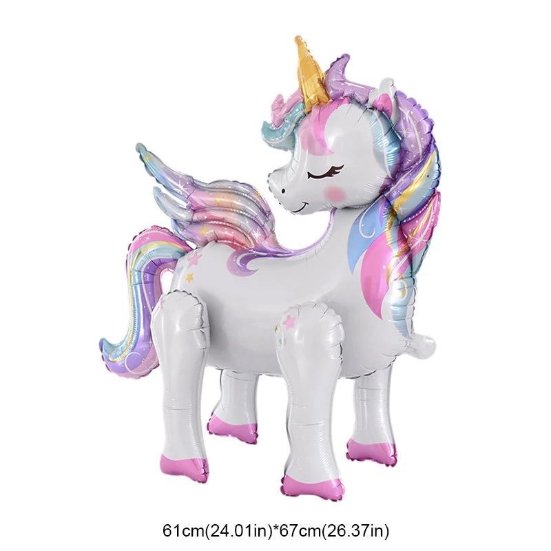 Large Standing Unicorn Foil Balloon – Kids' Unicorn Birthday Party Decoration, Cute Animal Balloon for Girls, Baby Shower & Party Favors