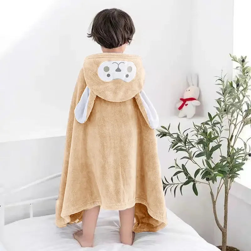 Thickened Baby Hooded Bath Towel – Super Soft Absorbent Pure Cotton Cloak Blanket for Newborns & Children