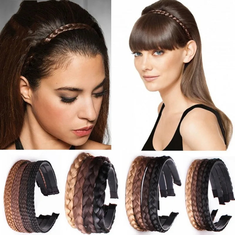Diadema Bohemio Trenzado Sintético para Mujer Banda de Pelo Elástica para Fiestas y Cosplay