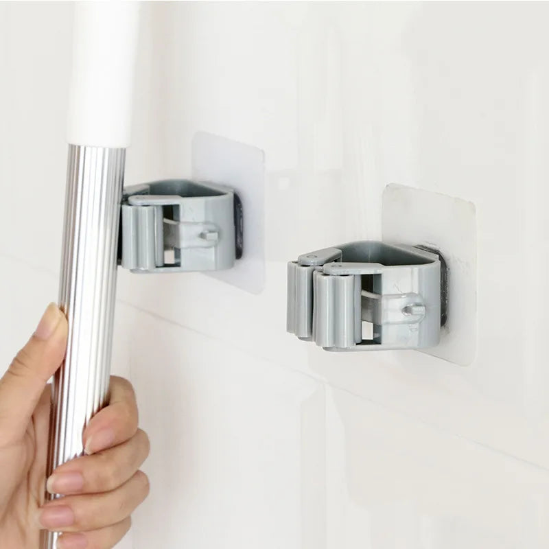Crochets muraux adhésifs multi-usages – Support de balai et serpillière sans perçage, crochets de suspension muraux pour cuisine, salle de bain, buanderie et accessoires de rangement pour la maison