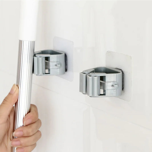 Ganchos de Pared Adhesivos Multiusos – Soporte sin Taladro para Fregonas y Escobas, Ganchos Organizadores para Colgar en la Pared para Cocina, Baño, Lavadero y Accesorios de Almacenamiento en el Hogar