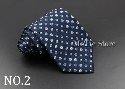 Men's 7.5cm Soft Silk Necktie – Floral & Dot Pattern Tie for Weddings, Business, Parties & Formal Wear