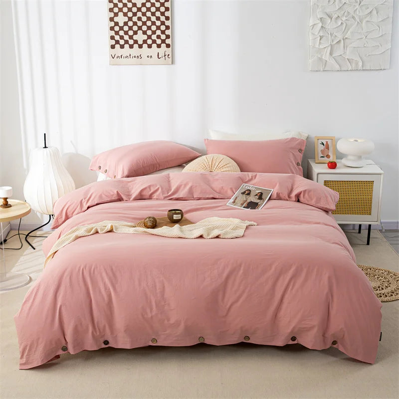 3-Piece 100% Cotton Bedding Set – Duvet Cover & Pillowcase Set for Queen & King Beds