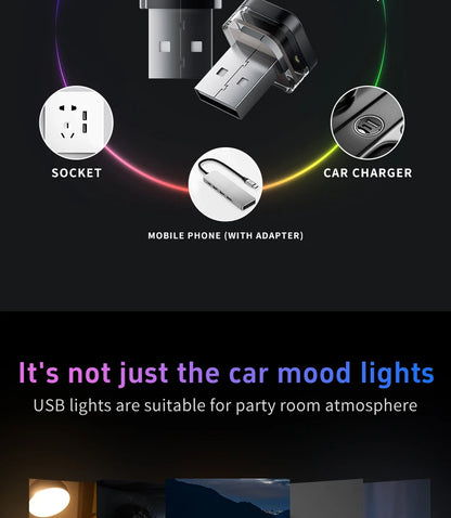 Universal USB LED Car Interior Ambient Light – Plug & Play Mood Lamp for Reading & Interior Décor