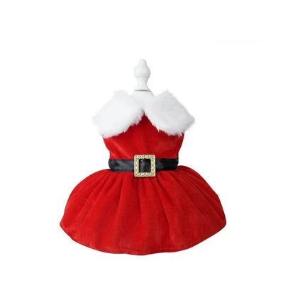 Christmas Dog Dress – Cute Red Skirt Winter Outfit for Small & Medium Dogs, Soft Comfortable Pet Clothes, Easy-Clean Holiday Costume