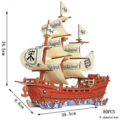 Maqueta 3D de Barco de Vela de Madera – Kit de Montaje de Barco de Madera DIY, Juguete Educativo de Construcción, Proyecto de Manualidades Creativo y Regalo de Fiesta para Niños